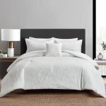 Nova Home Bibisara Jacquard Comforter Set - King & Super King - 7 Pcs - Ivory - Nova Home