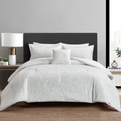 Nova Home Bibisara Jacquard Comforter Set - King & Super King - 7 Pcs - Ivory