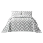Nova Home Valook Poly Cotton Jaquard Reversible Bed Spread Set - 2Pcs - Single & Twin - Grey - Nova Home