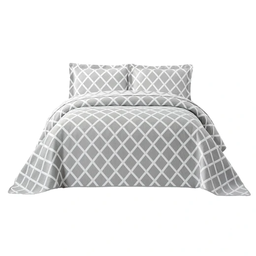 Nova Home Valook Poly Cotton Jaquard Reversible Bed Spread Set - 2Pcs - Single & Twin - Grey Nova Home Valook Poly Cotton Jaquard Reversible Bed Spread Set - 2Pcs - Single & Twin - Grey