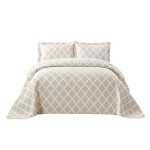 Nova Home Valook Poly Cotton Jaquard Reversible Bed Spread Set - 3Pcs - King & Super King - Beige - Nova Home