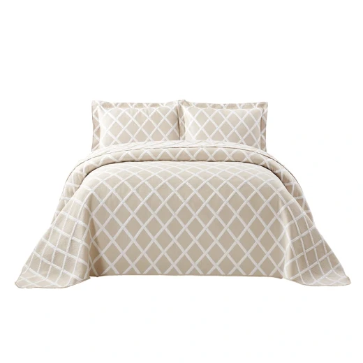 Nova Home Valook Poly Cotton Jaquard Reversible Bed Spread Set - 2Pcs - Single & Twin - Beige Nova Home Valook Poly Cotton Jaquard Reversible Bed Spread Set - 2Pcs - Single & Twin - Beige