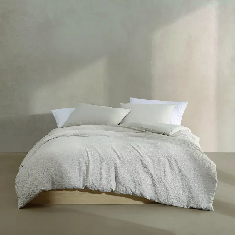 Nova Home Calven Seersucker Summer Duvet Cover Set - Twin - 2 Pcs - Beige - Nova Home