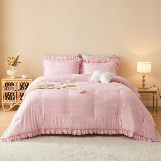 Nova Home Mary Clipped Jacquard Comforter Set - Queen - 7 Pcs - Pink - Nova Home - Image 11