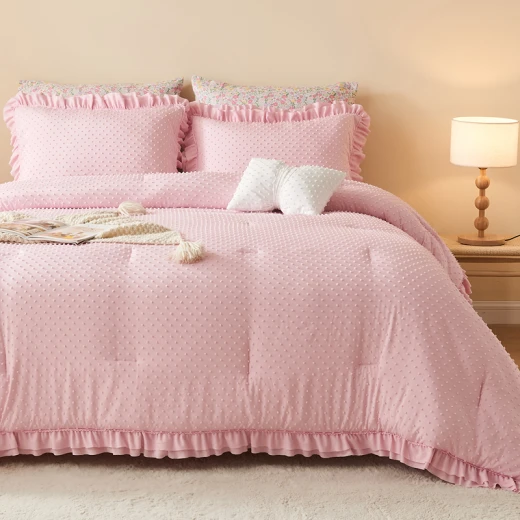 Nova Home Mary Clipped Jacquard Comforter Set - Twin - 5 Pcs - Pink - Nova Home - Image 2