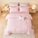 Nova Home Mary Clipped Jacquard Comforter Set - Twin - 5 Pcs - Pink - Nova Home