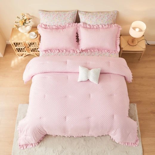 Nova Home Mary Clipped Jacquard Comforter Set - Twin - 5 Pcs - Pink Nova Home Mary Clipped Jacquard Comforter Set - Twin - 5 Pcs - Pink