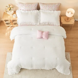 Nova Home Mary Clipped Jacquard Comforter Set - Queen - 7 Pcs - White