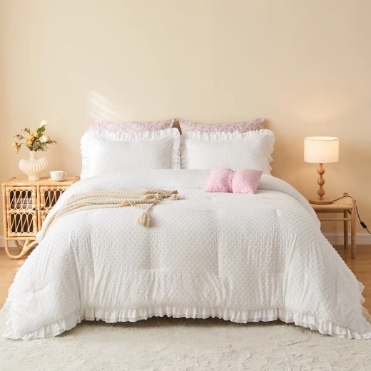 Nova Home Mary Clipped Jacquard Comforter Set - Twin - 5 Pcs - White - Nova Home - Image 2