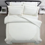 Nova Home Trace Cotton Comforter Set - King/Super King - 6 Pcs - White/Beige - Nova Home