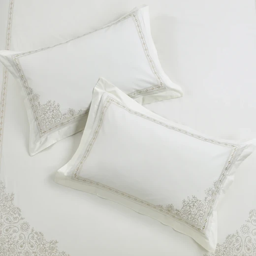 Nova Home Trace Cotton Comforter Set - King/Super King - 6 Pcs - White/Beige - Nova Home - Image 8