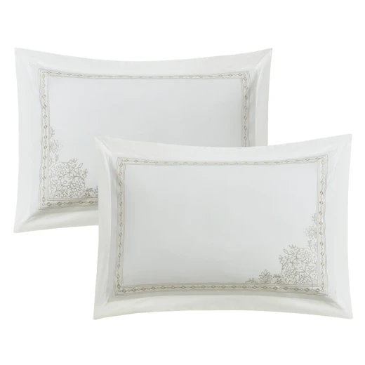 Nova Home Trace Cotton Comforter Set - King/Super King - 6 Pcs - White/Beige - Nova Home - Image 9
