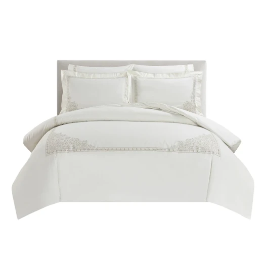 Nova Home Trace Cotton Comforter Set - King/Super King - 6 Pcs - White/Beige - Nova Home - Image 10