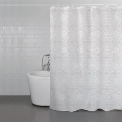 ويفا ستارة حمام "Lace Stamp" مضادة للماء - 180x200 سم - رمادي