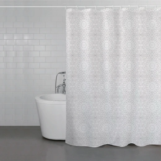 Weva Lace Stamp Water Proof Shower Curtain - 180x200 Cm - Grey - Weva - Image 2