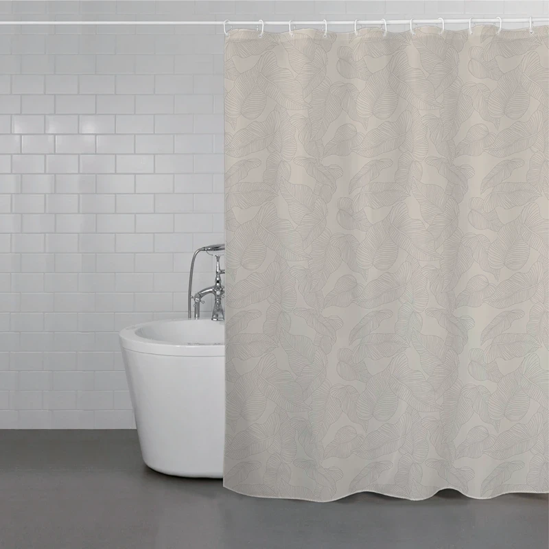 Weva Banana Leaves Water Proof Shower Curtain - 200x240 Cm - Light Purple - Weva