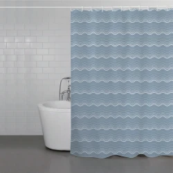 ويفا ستارة حمام "Delicate Waves" مضادة للماء - 180x200 سم - أزرق داكن