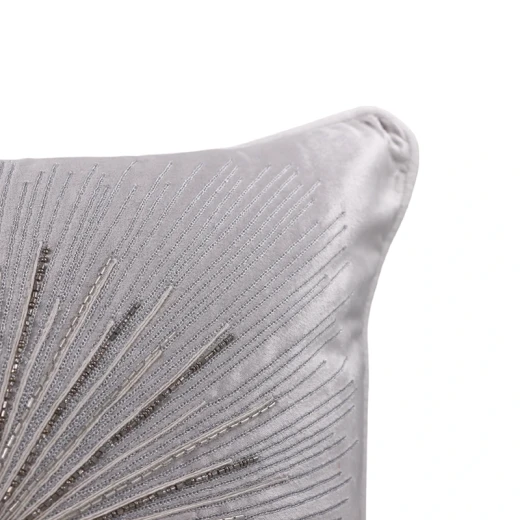 Nova Home Burst Handmade Embroidered Velvet Cushion Cover with Bead – Silver – 50x50 cm - Nova Home - Image 2
