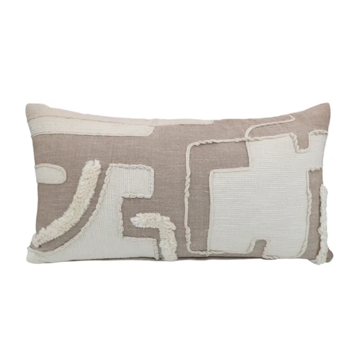 Nova Home Relic Embroidered Cushion Cover – Taupe – 35x60 cm