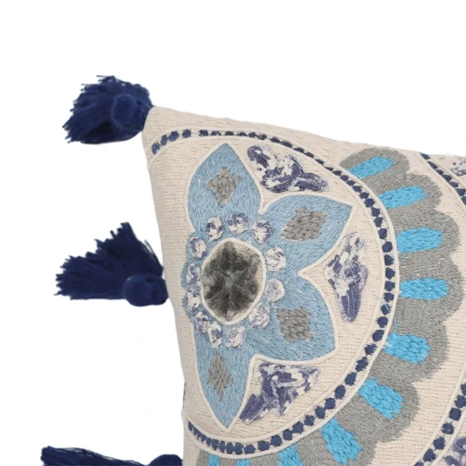 Nova Home Sahara Embroidered Jacquard Cushion Cover – 35x60 cm – Indigo Blue - Nova Home - Image 2