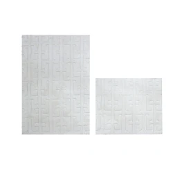 Nova Home Framework Cotton Bath Rug Set - 2Pcs - Ecru