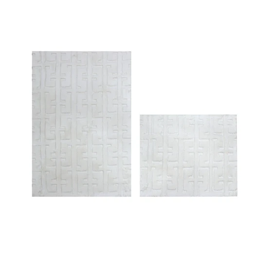 Nova Home Framework Cotton Bath Rug Set - 2Pcs - Ecru