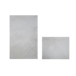 Nova Home Albana Cotton Bath Rug Set - 2Pcs - Ecru
