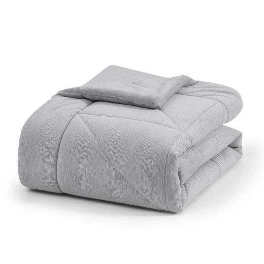 نوفا هوم Snug طقم لحاف شتوي مخملي بخلفية فرو طويل - مجوز/مجوز كبير - فضي - نوفا هوم - Image 2