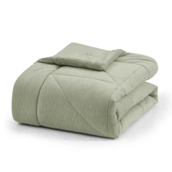 نوفا هوم Snug طقم لحاف شتوي مخملي بخلفية فرو طويل - مجوز/مجوز كبير - أخضر