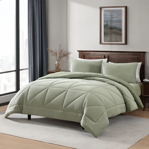 نوفا هوم Snug طقم لحاف شتوي مخملي بخلفية فرو طويل - مجوز/مجوز كبير - أخضر - نوفا هوم - Image 4