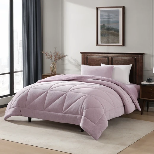 نوفا هوم Snug طقم لحاف شتوي مخملي بخلفية فرو طويل - مفرد/مفرد كبير - ليلك - نوفا هوم - Image 4