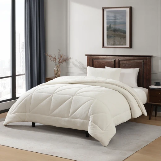 Nova Home Snug Winter Velvet Comforter Set with High Pile Backing - Single/Twin - White - Nova Home - Image 4