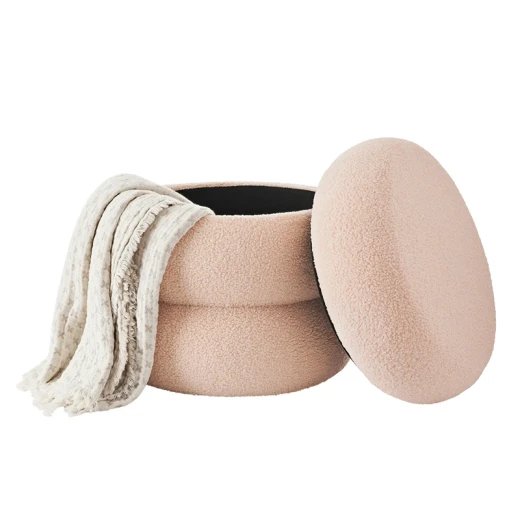 Weva Ploom Teddy Round Storage Stool – Pink