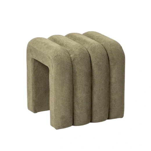 Weva Archi Terry Channeled Small Stool & Bench – Brown | Elegant Ribbed Fabric Upholstery with Modern Arched Design - Weva - Image 3
