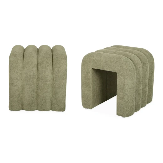 Weva Archi Terry Channeled Small Stool & Bench – Brown | Elegant Ribbed Fabric Upholstery with Modern Arched Design - Weva - Image 13
