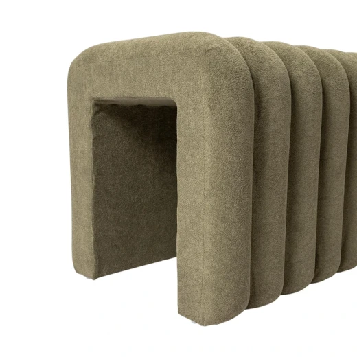 Weva Archi Terry Channeled Small Stool & Bench – Brown | Elegant Ribbed Fabric Upholstery with Modern Arched Design - Weva - Image 2