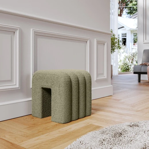 Weva Archi Terry Channeled Small Stool & Bench – Brown | Elegant Ribbed Fabric Upholstery with Modern Arched Design - Weva - Image 10