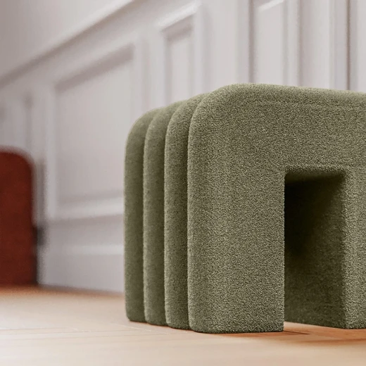 Weva Archi Terry Channeled Small Stool & Bench – Brown | Elegant Ribbed Fabric Upholstery with Modern Arched Design - Weva - Image 7