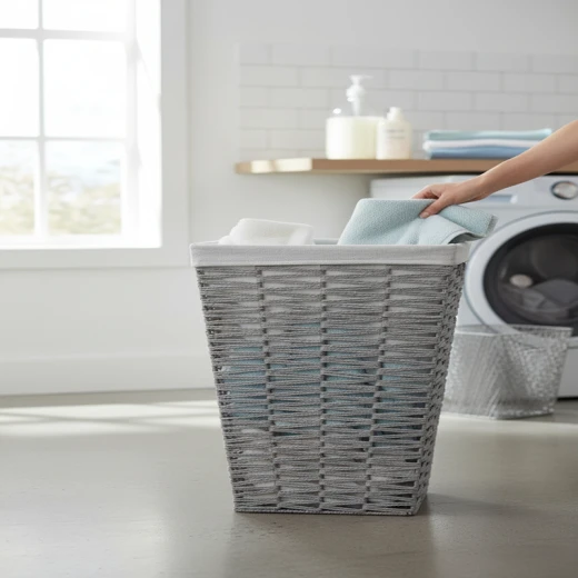 Weva Kora Paper Woven Laundry Basket – Grey Weva Kora Paper Woven Laundry Basket – Grey