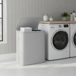 Weva Clary Duo Laundry Dual Basket with Lid – 100L – Light Grey - Weva