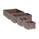 Weva PP Square Basket Set – 4 PCs - Brown - Weva