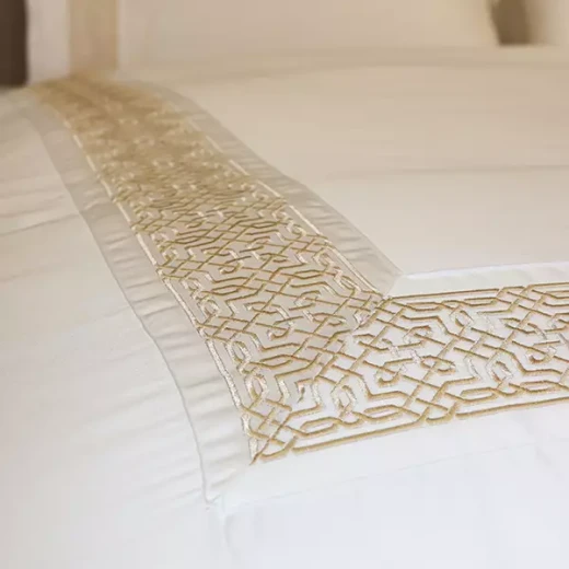 Nova Home Lounge Embroidery Duvet Cover Set - 100% Cotton, 400 Thread - King & Super King - 7 Pcs - White & Gold - Nova Home - Image 12