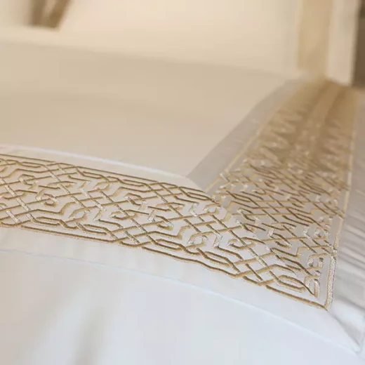 Nova Home Lounge Embroidery Duvet Cover Set - 100% Cotton, 400 Thread - King & Super King - 7 Pcs - White & Gold - Nova Home - Image 13