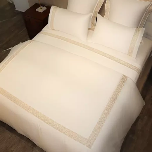 Nova Home Lounge Embroidery Duvet Cover Set - 100% Cotton, 400 Thread - King & Super King - 7 Pcs - White & Gold - Nova Home - Image 14