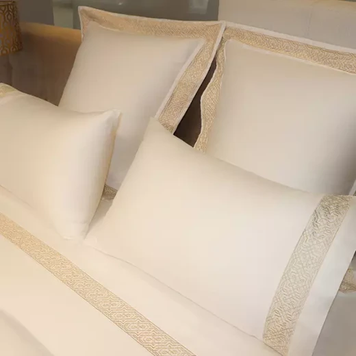 Nova Home Lounge Embroidery Duvet Cover Set - 100% Cotton, 400 Thread - King & Super King - 7 Pcs - White & Gold - Nova Home - Image 16