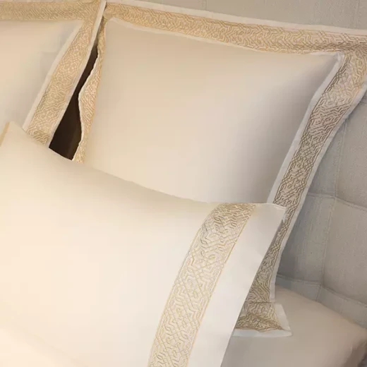 Nova Home Lounge Embroidery Duvet Cover Set - 100% Cotton, 400 Thread - King & Super King - 7 Pcs - White & Gold - Nova Home - Image 17