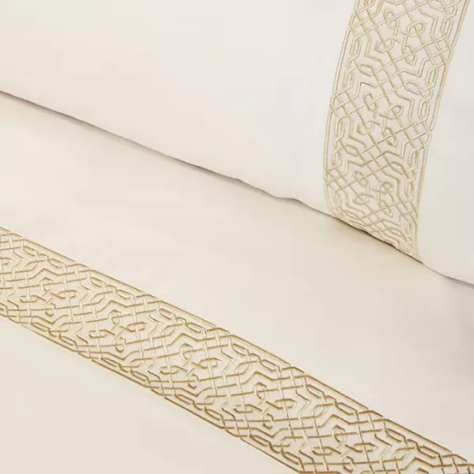 Nova Home Lounge Embroidery Duvet Cover Set - 100% Cotton, 400 Thread - King & Super King - 7 Pcs - White & Gold - Nova Home - Image 8
