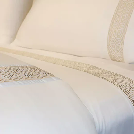 Nova Home Lounge Embroidery Duvet Cover Set - 100% Cotton, 400 Thread - King & Super King - 7 Pcs - White & Gold - Nova Home - Image 10