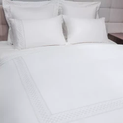 نوفا هوم Cotton Prime طقم وجه لحاف - قطن 100% ، 400 خيط لكل انش مربع - مجوز & مجوز كبير - 7 قطع - أبيض