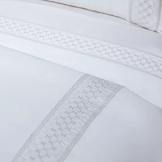 نوفا هوم Cotton Prime طقم وجه لحاف - قطن 100% ، 400 خيط لكل انش مربع - مجوز & مجوز كبير - 7 قطع - أبيض - نوفا هوم - Image 7